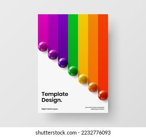 Creative presentation A4 design vector template. Amazing 3D balls booklet illustration.