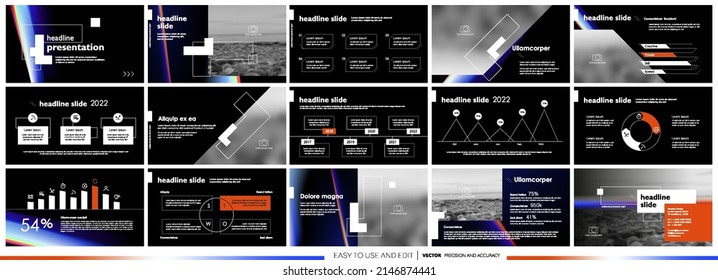 Creative presentation templates elements on a black background. Vector infographics. Use in Presentation, flyer and leaflet, corporate report, marketing, advertising, annual report, banner.