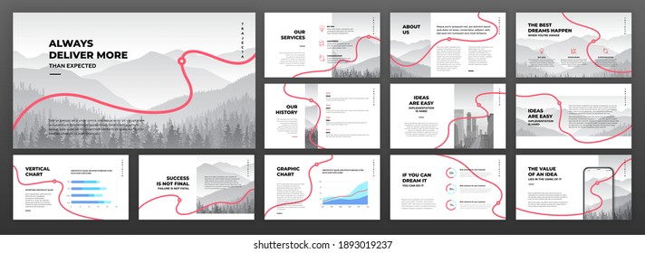 Creative Presentation Templates Set. Use For Creative Presentation Background, Brochure Design, Website Slider, Landing Page, Annual Report, Company Profile.