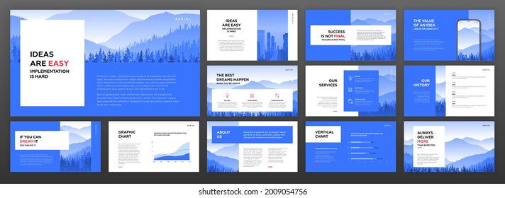 Creative presentation templates set. Use for modern presentation background, brochure design, website slider, landing page, annual report, company profile.