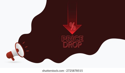 Creative Price Drop Design With Liquid Chocolate Flow And Discount Symbol Illustration