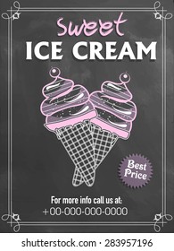 Creative price menu card for Sweet Ice Cream in chalkboard style.