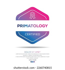 Insignia certificada por Creative (Primatología), ilustración vectorial.