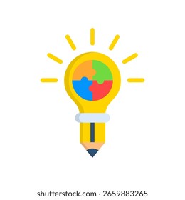 Creative Problem Solving Icon Flat Vector Illustration