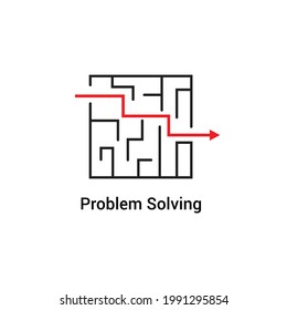 creative problem solving icon. strategy in a labyrinth