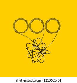 Creative problem solving, multitasking in business, intelligence, idea generation. Tangled tangle, solutions, abstract line icon insight. Vector illustration
