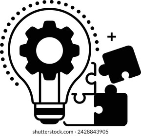Creative Problem Solving vector design, self improvement at workplace Symbol, business motivation Sign goal-directed behavior stock illustration, Exploring developing unconventional solutions concept