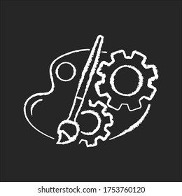 Creative process chalk white icon on black background. Artist creativity for project development. Preparation for content creation. Work optimization. Isolated vector chalkboard illustration
