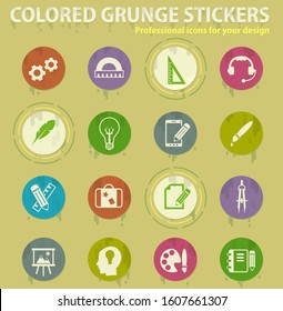 creative process colored grunge icons with sweats glue for design web and mobile applications