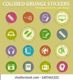 creative process colored grunge icons with sweats glue for design web and mobile applications