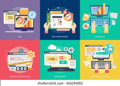 Creative Process Conceptual Design | Set of great flat icons with style long shadow icon and use for Business, Creative Idea, Concept, Marketing and much more
