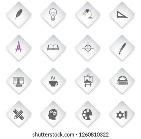 creative process flat rhombus web icons for user interface design