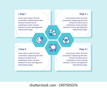 creative process four step palette circle intersection path water color icon set collection infographic diagram outline style