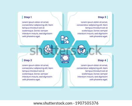 creative process four step palette circle intersection path water color icon set collection infographic diagram outline style