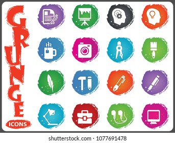 Creative process grunge icons for user interface design
