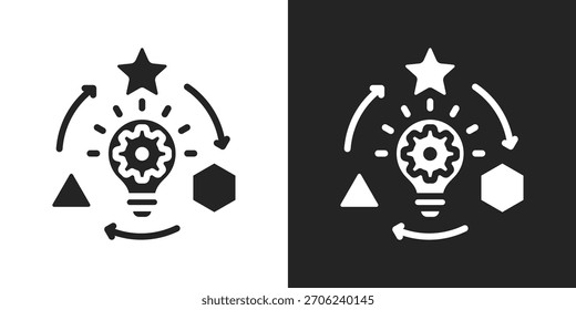 Creative Process Icon In Black And White Glyph Style
