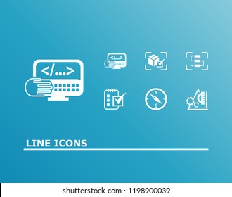 Creative process icon set and testing with compass, prototyping and coding. Workflow related creative process icon vector for web UI logo design.