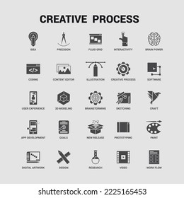 creative process icons design with background