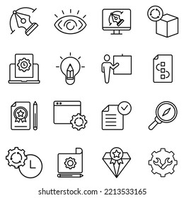 Creative process icons set. Set of editable stroke icons.Vector set of Creative process 