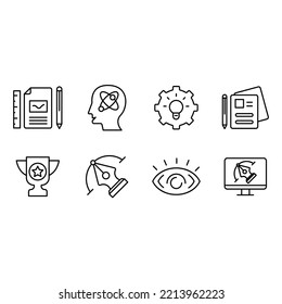 Creative process icons set. Set of editable stroke icons.Vector set of Creative process 