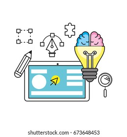 creative process with ideas icons design