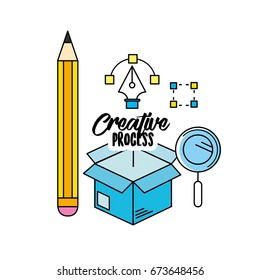 creative process with ideas icons design
