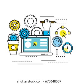 creative process with ideas icons design