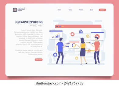 Creative process landing page vector design in eps 10