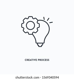 creative process outline icon. Simple linear element illustration. Isolated line creative process icon on white background. Thin stroke sign can be used for web, mobile and UI.