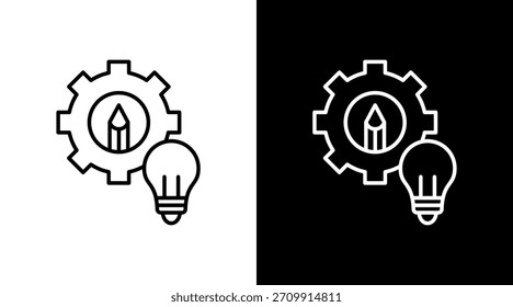 Diseño de conjunto de iconos blancos de contorno de proceso creativo