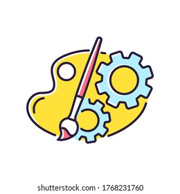 Creative process RGB color icon. Artist creativity for project development. Preparation for content creation. Diverse personality. Innovative approach. Work optimization. Isolated vector illustration