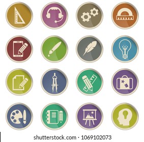creative process vector icons in the form of round paper labels