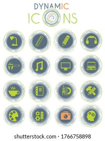 creative process vector icons on white background with dynamic lines for animation for web and user interface design
