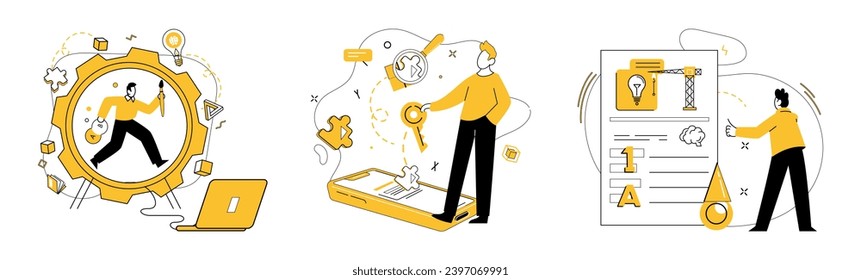 Creative process vector illustration. Brainstorming is alchemy transforms mundane into nonstandard Innovation breathes life into creativity, heartbeat ever-evolving process Analysis and thinking lay