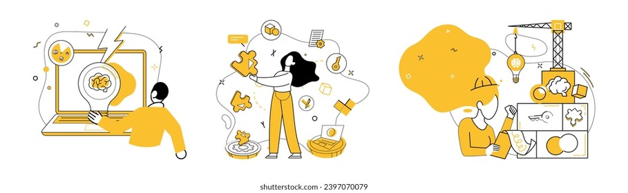 Creative process vector illustration. Brainstorming is alchemy transforms mundane into nonstandard Innovation breathes life into creativity, heartbeat ever-evolving process Analysis and thinking lay