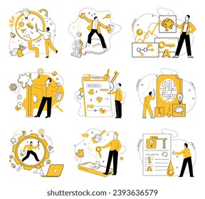 Creative process vector illustration. Change and development dance together, shaping contours creativity The creative process concept thrives on symbiotic relationship idea and solution