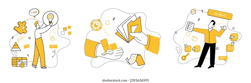 Creative process vector illustration. Change and development dance together, shaping contours creativity The creative process concept thrives on symbiotic relationship idea and solution