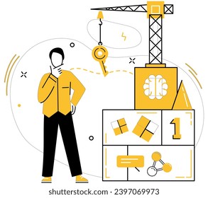 Creative process vector illustration. Change and development dance together, shaping contours creativity The creative process concept thrives on symbiotic relationship idea and solution