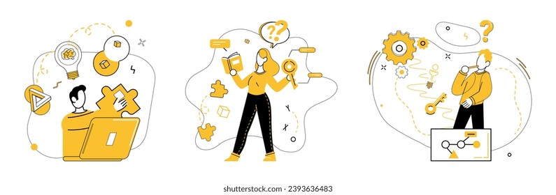 Creative process vector illustration. Imagination propels creative method, crafting nonstandard masterpieces Intelligence and intellect navigate labyrinth evolving creative process