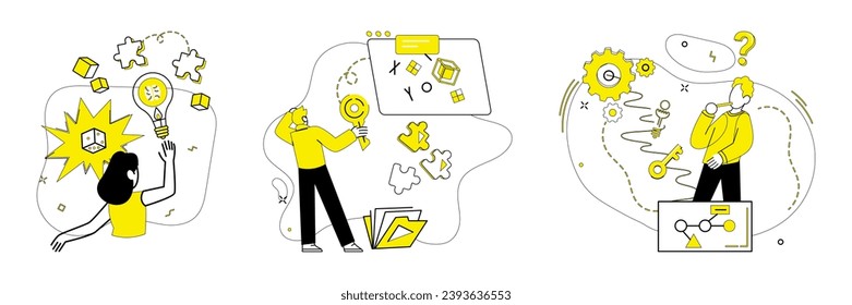 Creative process vector illustration. Imagination propels creative method, crafting nonstandard masterpieces Intelligence and intellect navigate labyrinth evolving creative process