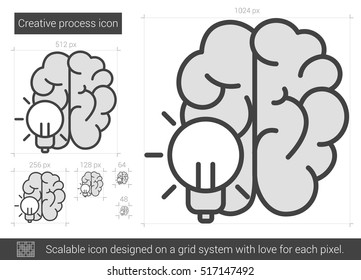 Creative process vector line icon isolated on white background. Creative process line icon for infographic, website or app. Scalable icon designed on a grid system.