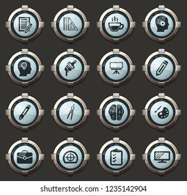 Creative process vector stylish round buttons for mobile applications and web