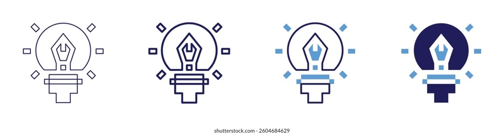 Creative process visualization icon in 4 different styles. Thin Line, Line, Bold Line, Duotone. Duotone style. Editable stroke.