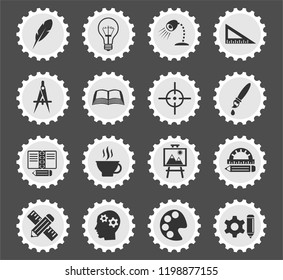 creative process web icons stylized postage stamp for user interface design