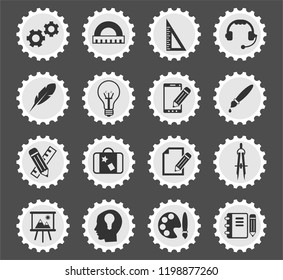 creative process web icons stylized postage stamp for user interface design