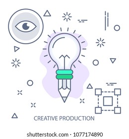 Creative production Modern flat color line vector icon