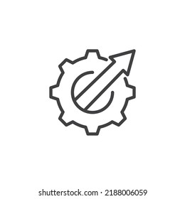 Creative productivity line icon. linear style sign for mobile concept and web design. Gear with arrow outline vector icon. Symbol, logo illustration. Vector graphics
