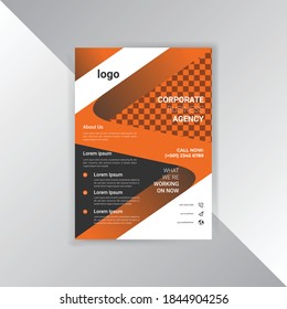 Creative Professional Black and Orange Color Corporate Business Flyer Template Vector Illustration