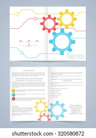 Folleto comercial profesional creativo, folleto o diseño de plantilla con coloridos iconos de ajuste.