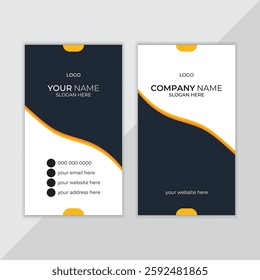 creative professional business card template set design. Vertical modern dark black and white color with yellow touch, Vector illustration.